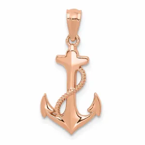 14k Rose Gold Anchor Charm Pendant