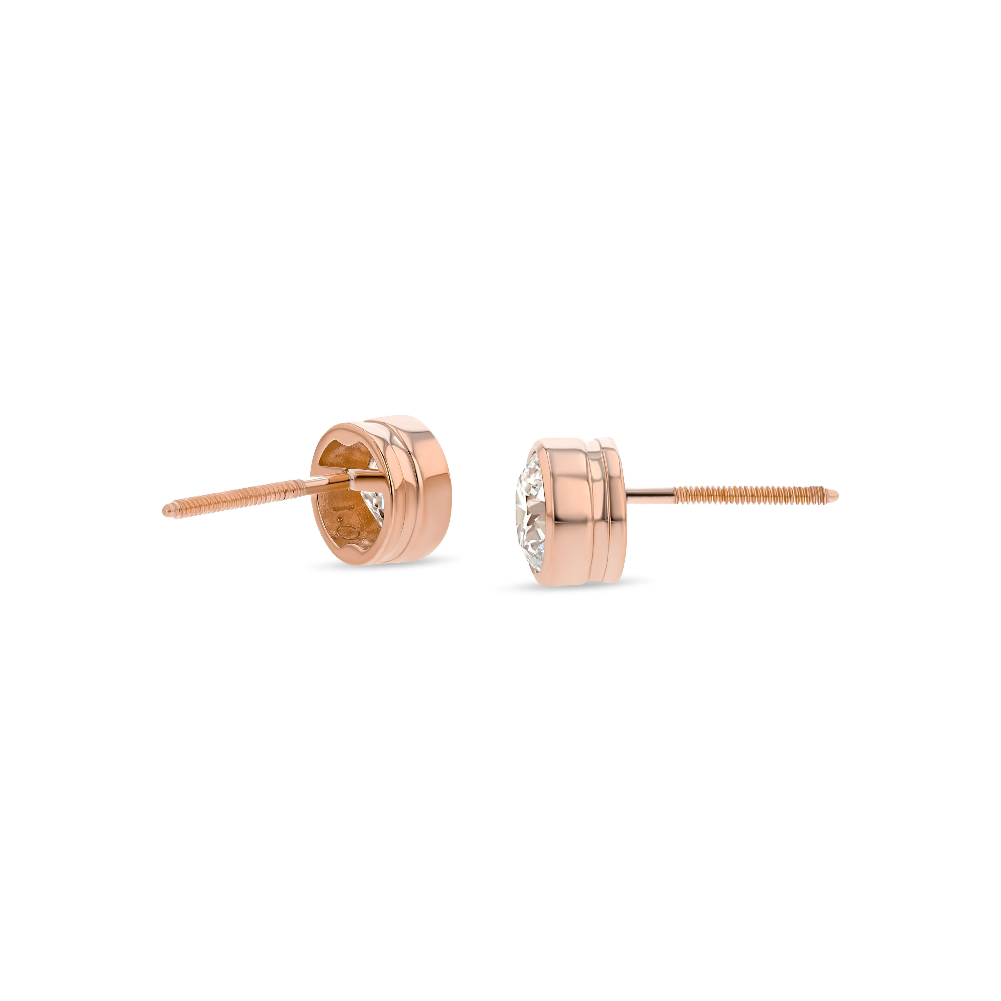 14k Rose Gold Bezel Set Round Brilliant Diamond Stud Earrings (0.75 Ct. T.w., Si1-si2 Clarity, J-k Color)