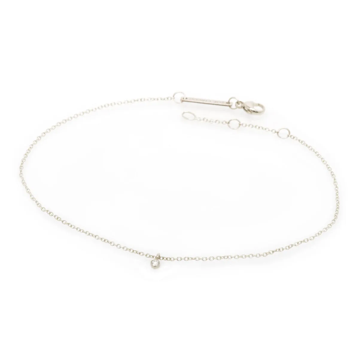 14k Single Diamond Bezel Charm Chain Anklet