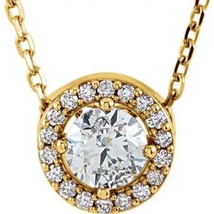 14K White 1/5 CTW Natural Diamond Halo-Style 16" Necklace