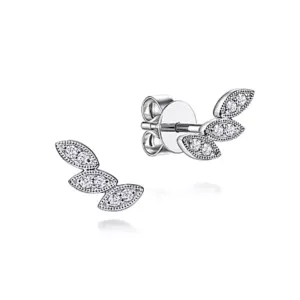 14K White Gold Marquise Design Diamond Climber Earrings