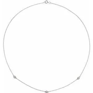 14K Yellow 1/4 CTW Natural Diamond 7-Station 24" Necklace