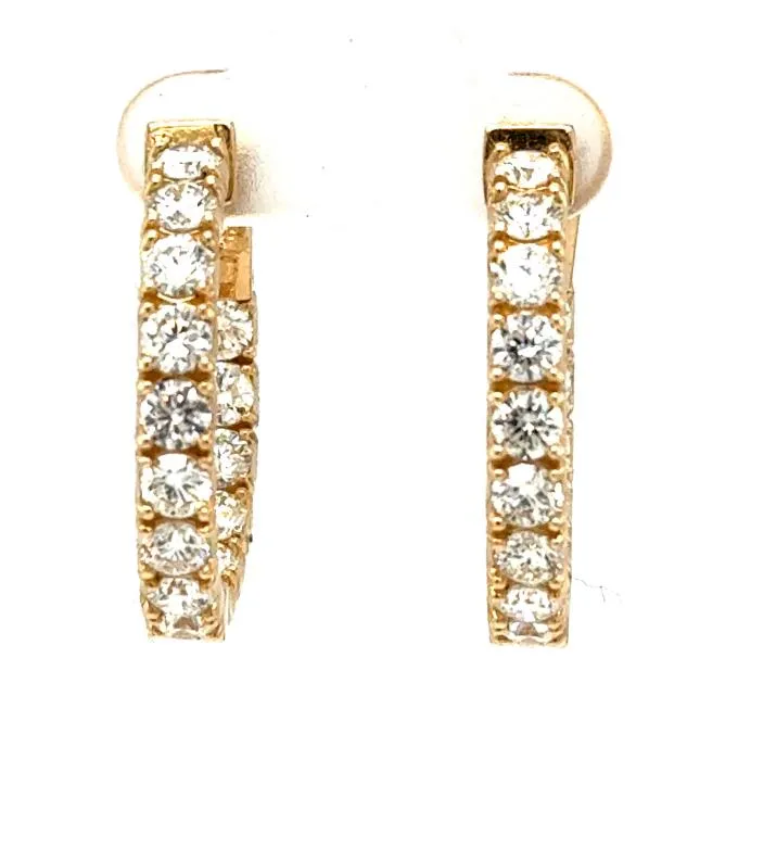 14K Yellow Gold 4.50ctw Diamond Hoop Earrings