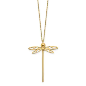 14k Yellow Gold Polished Dragonfly Necklace