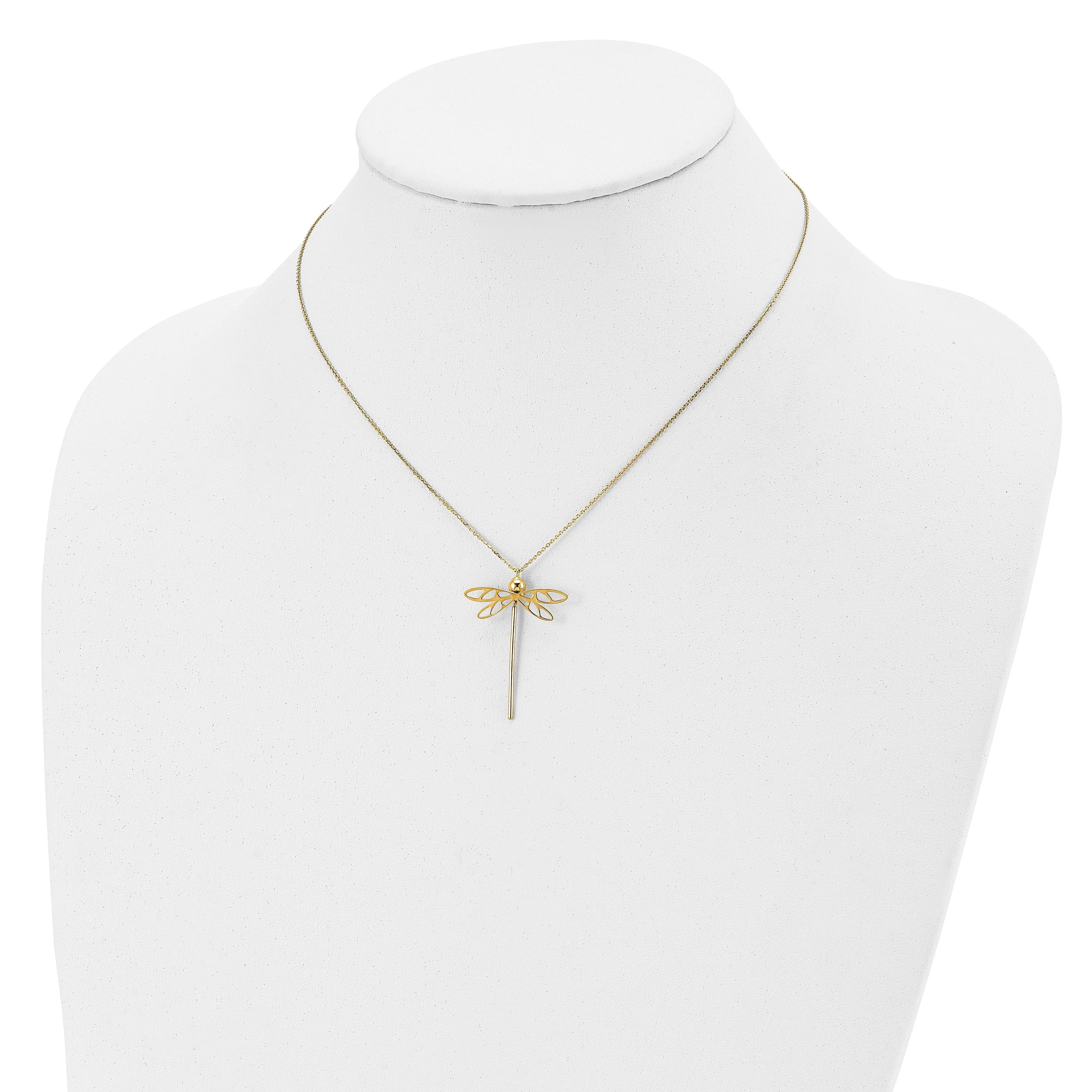 14k Yellow Gold Polished Dragonfly Necklace