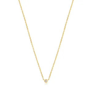 14kt Gold Single Natural Diamond Necklace