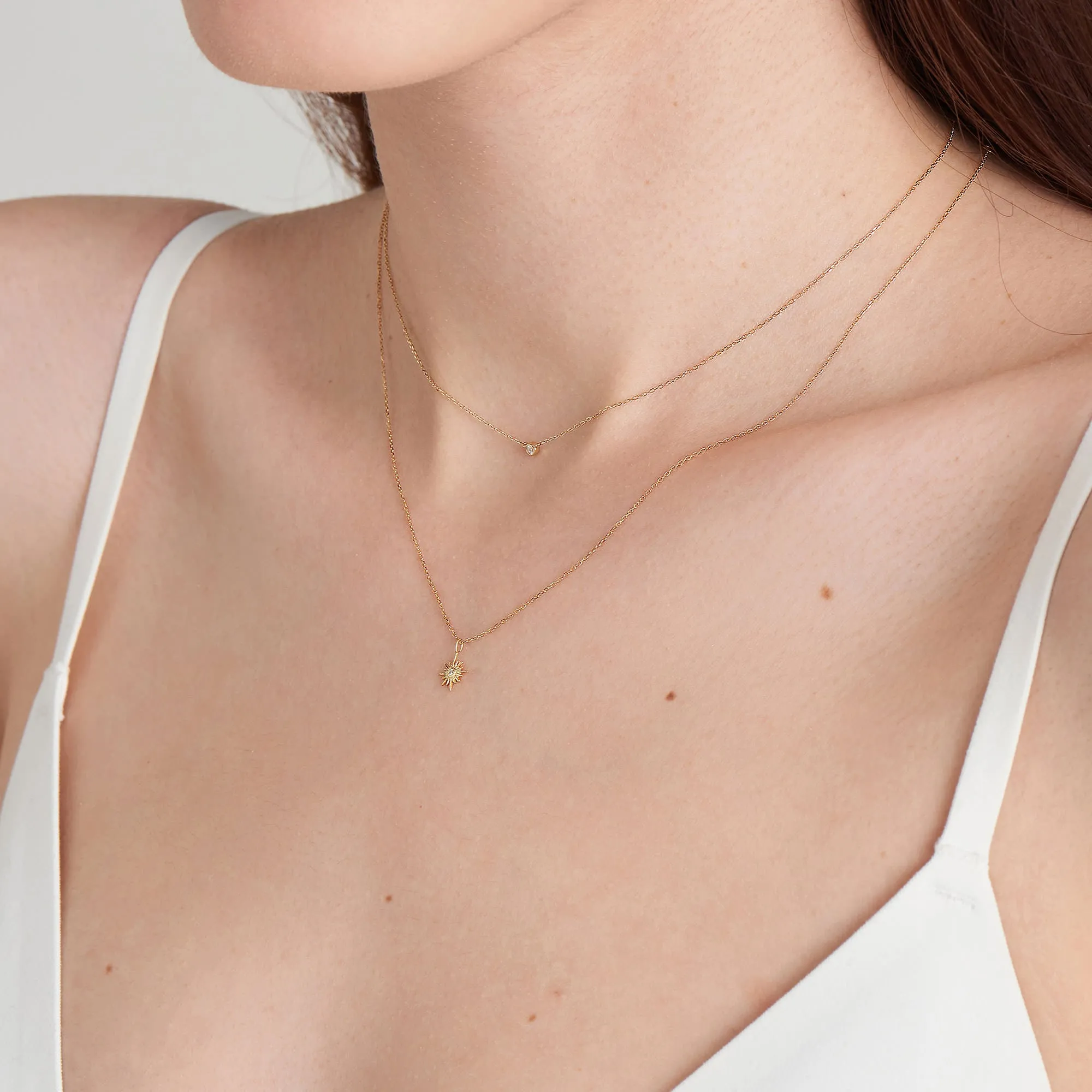 14kt Gold Single Natural Diamond Necklace