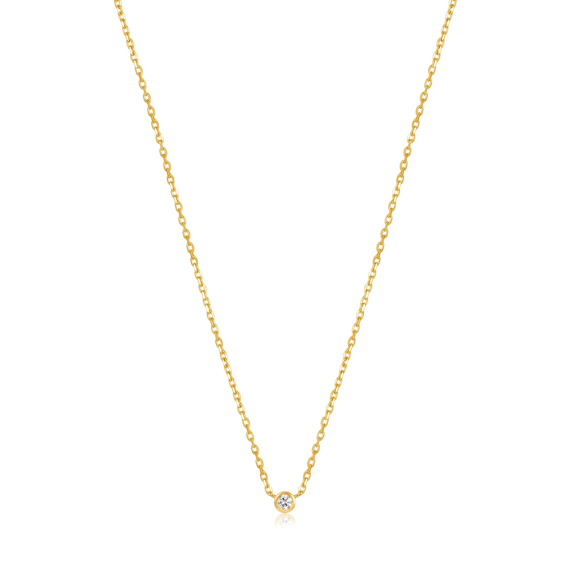 14kt Gold Single Natural Diamond Necklace