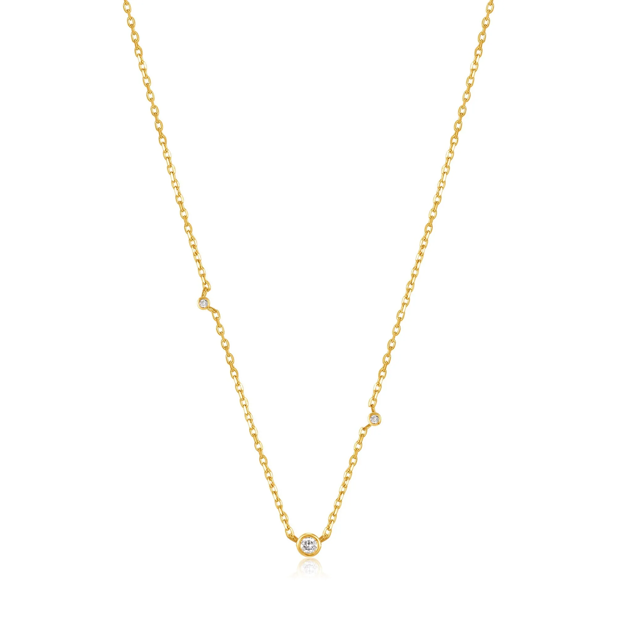 14kt Gold Triple Natural Diamond Necklace