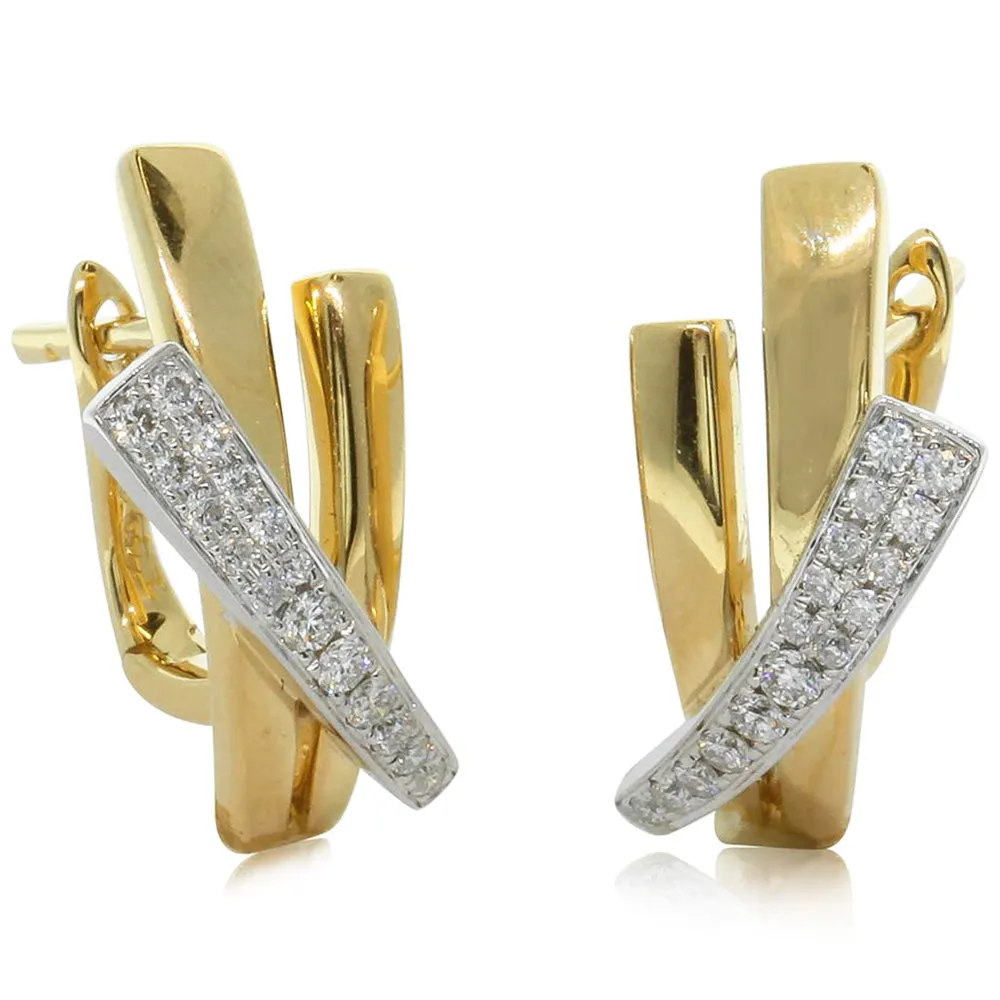 18ct Yellow & 18ct White Gold Diamond Earrings