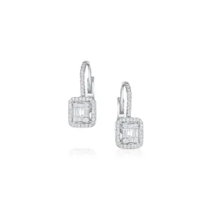 18K WHITE GOLD DIAMOND HUGGIE EARRINGS