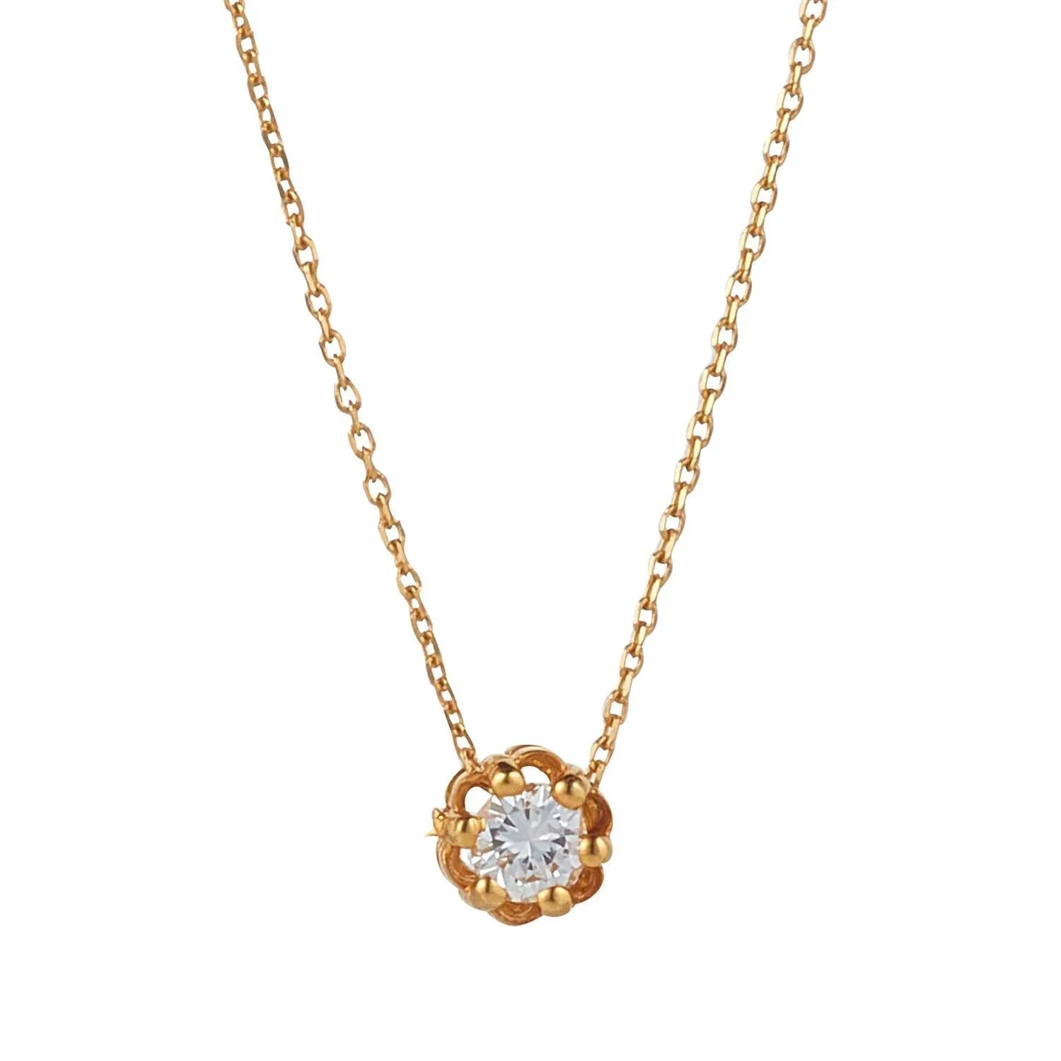 18kt Gold Solitaire Diamond Pendant Necklace