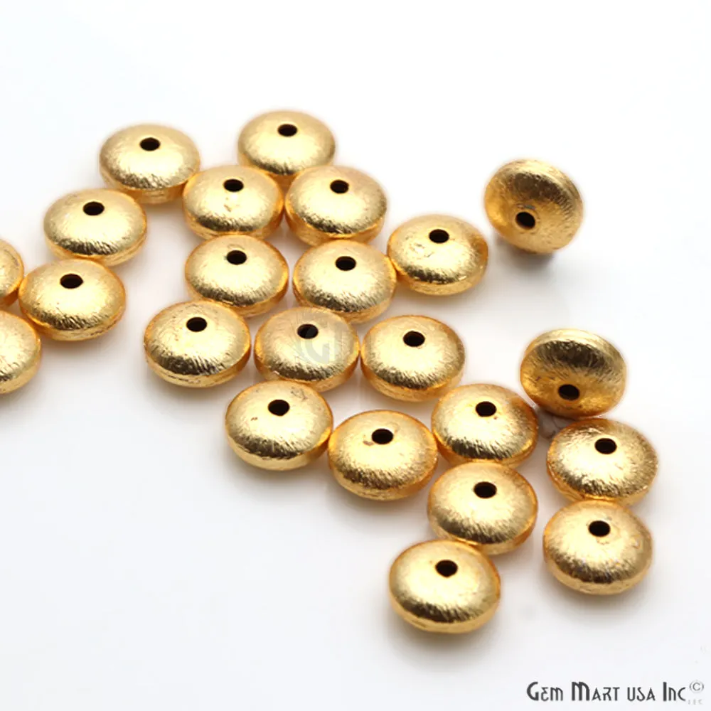 5pc Lot Matte Beads, Gold Round Bead, Spacer Gold Plated Beads