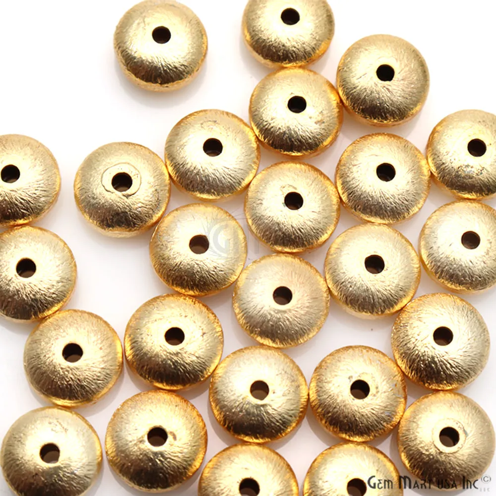 5pc Lot Matte Beads, Gold Round Bead, Spacer Gold Plated Beads