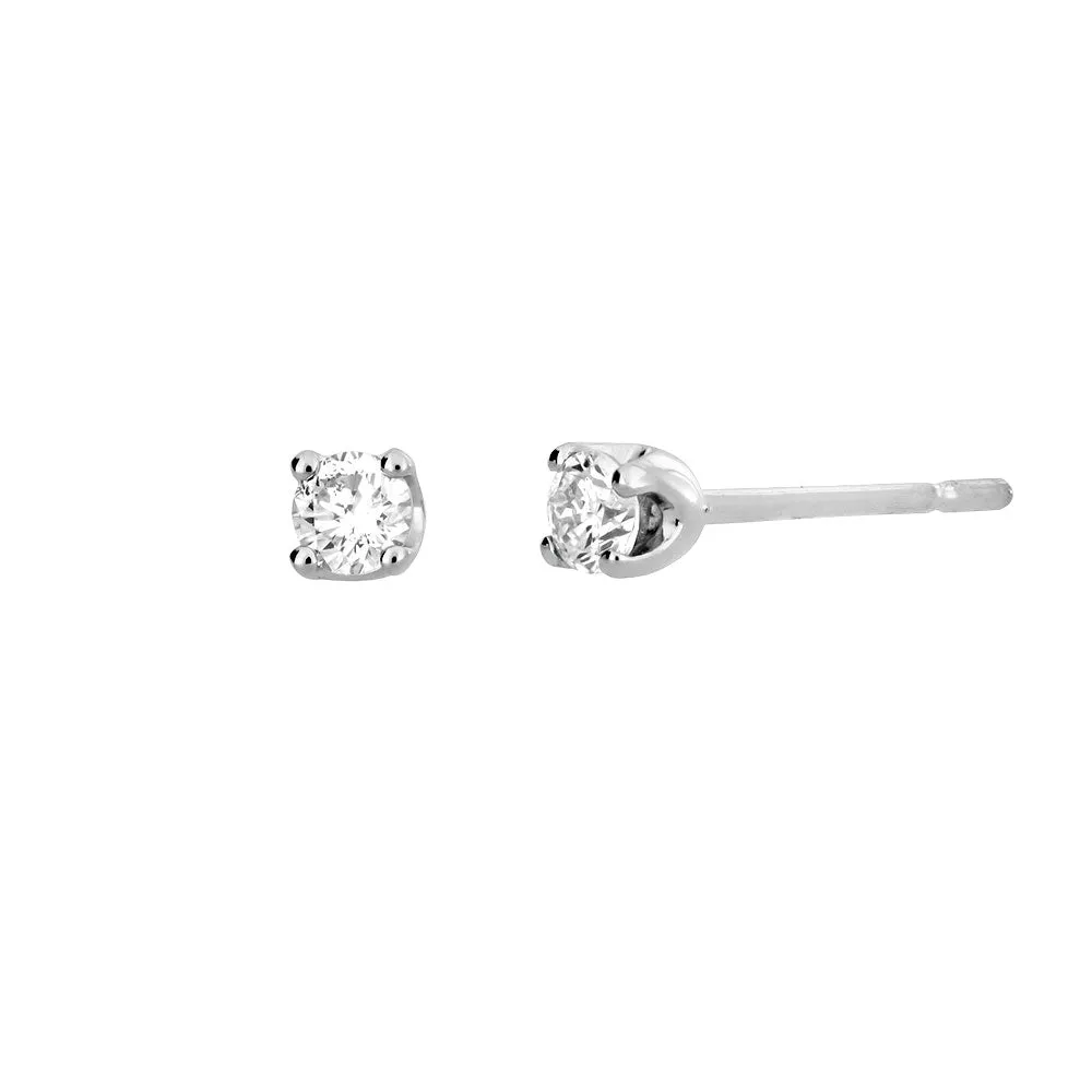 9 Carat White Gold & Diamond Claw Stud Earrings (0.14ct diamond)