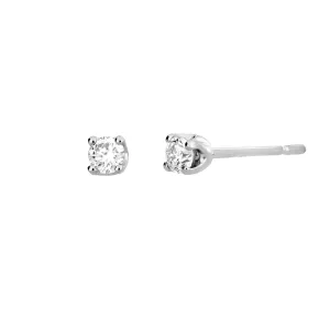 9 Carat White Gold & Diamond Claw Stud Earrings (0.14ct diamond)