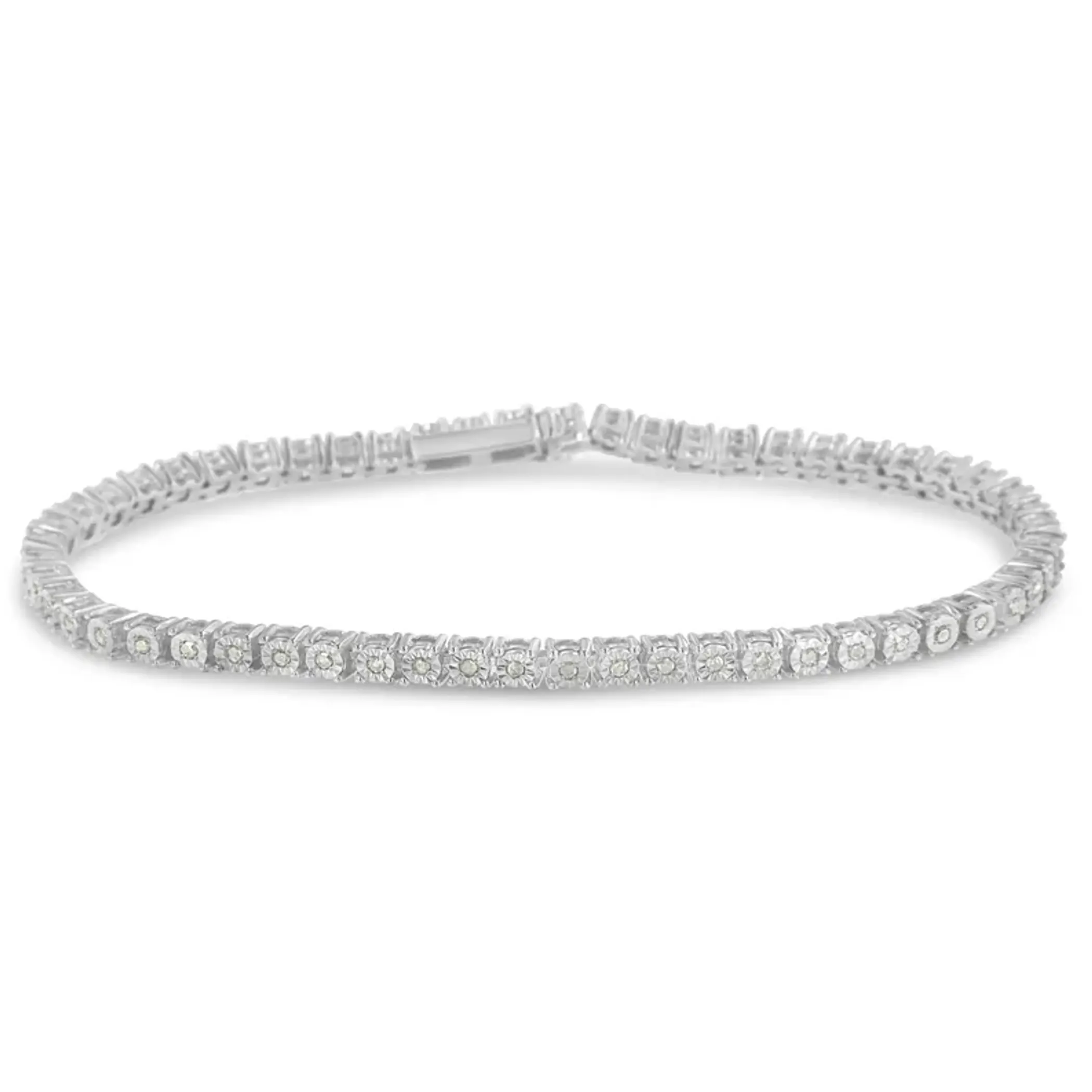 .925 Sterling Silver 1/2 cttw Miracle Set Diamond Classic Tennis Bracelet (I-J Color, I3 Clarity) -7"