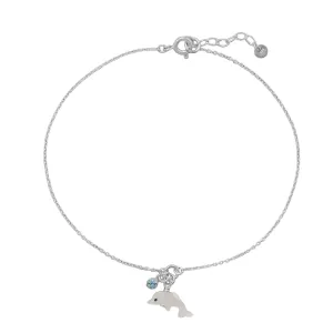 9.5" 1" Dolphin and Crystal Anklet