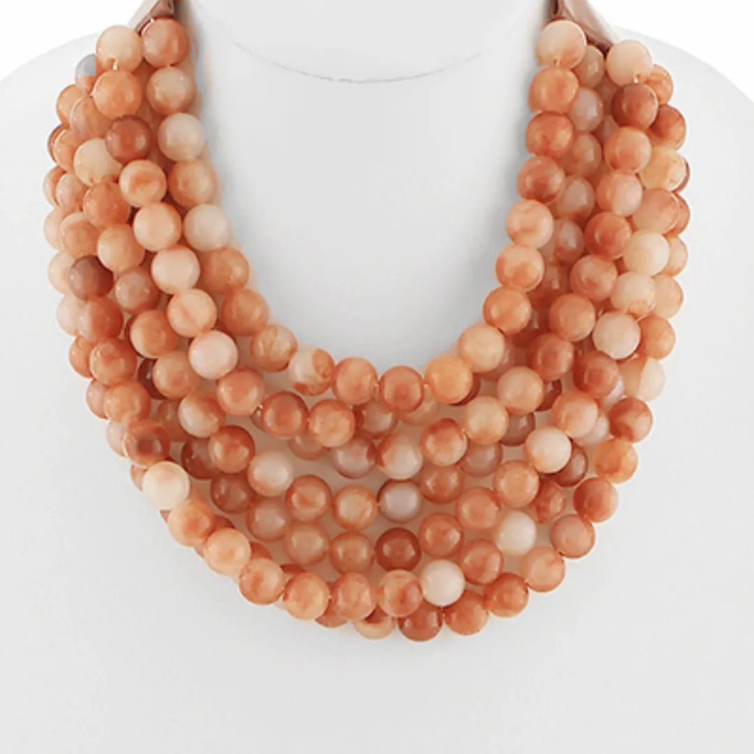 Agate Ball Bead Layered Necklace