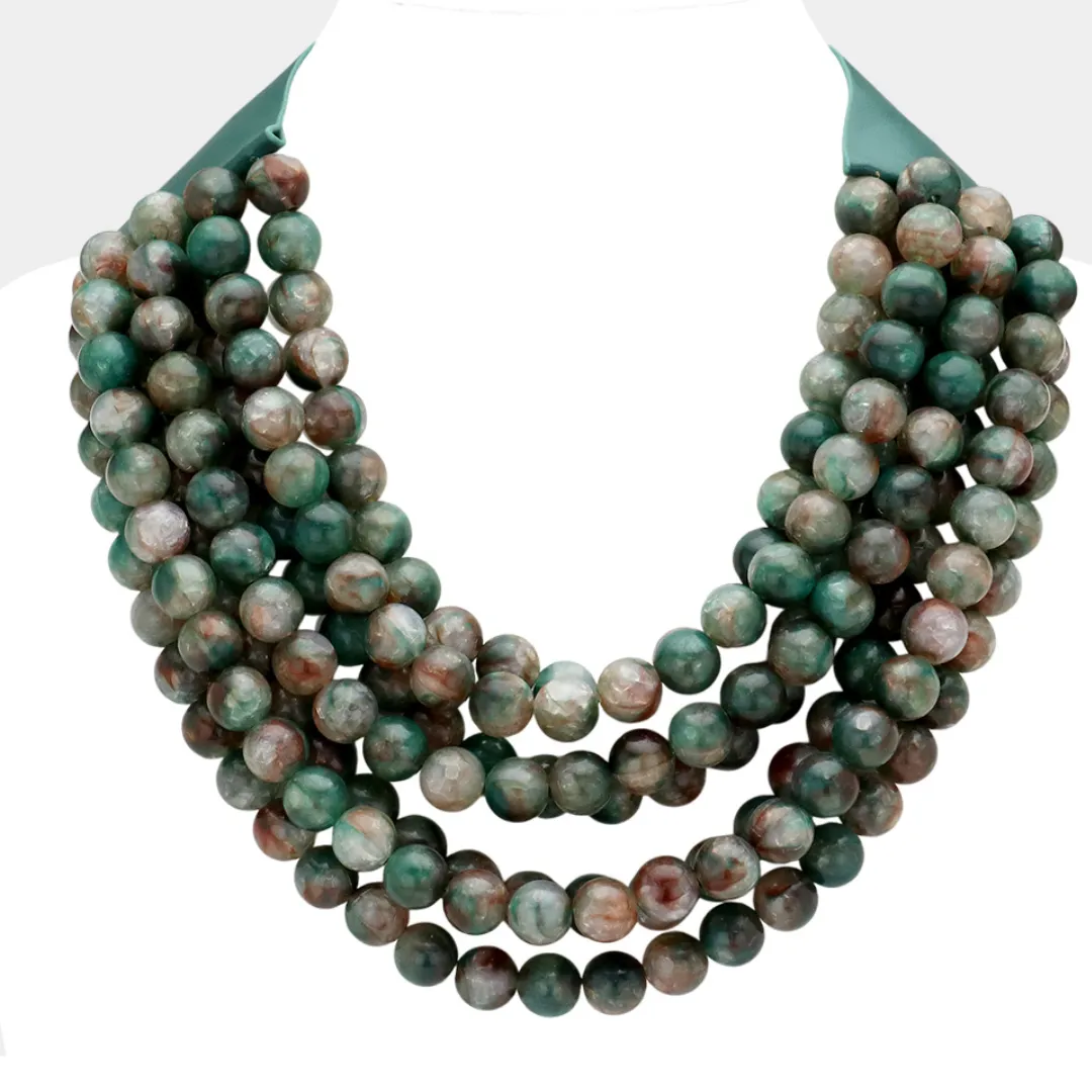 Agate Ball Bead Layered Necklace