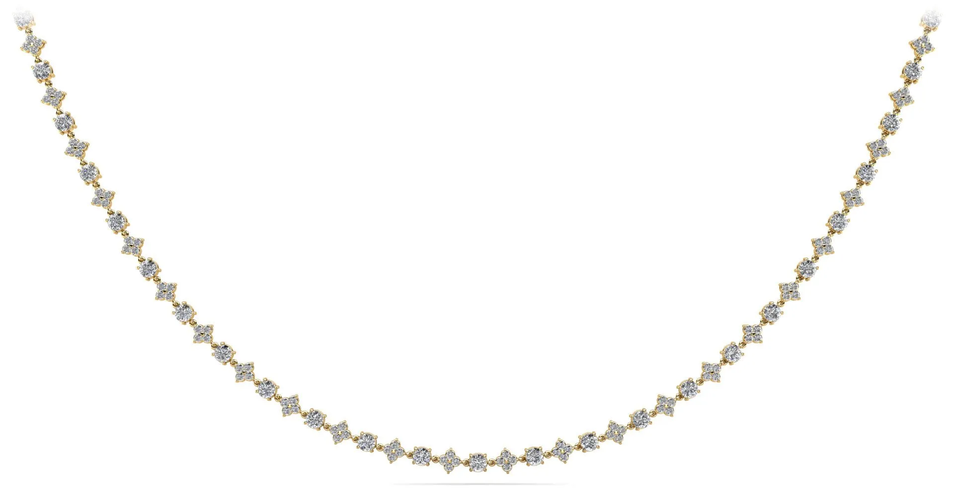 Alternating Clusters Diamond Necklace with 8.16 ct.(finished) 1.6mm, 3.5mm