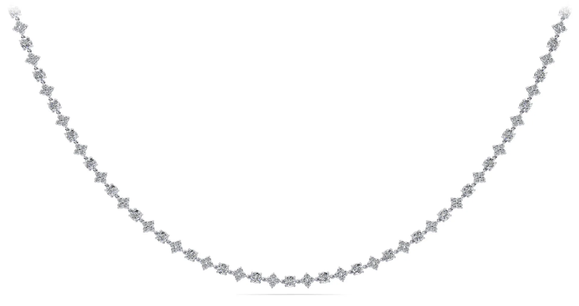 Alternating Clusters Diamond Necklace with 8.16 ct.(finished) 1.6mm, 3.5mm