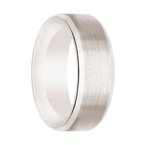 ANTARES | Silver Tungsten Ring, White Ceramic Interior, Beveled