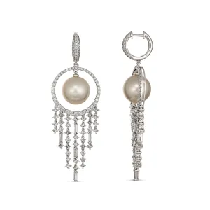 Artisan Pearl and Diamond Chandelier Drop Earrings