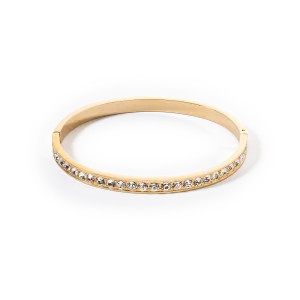 Bangle stainless steel & crystals gold crystal (size 17 cm)