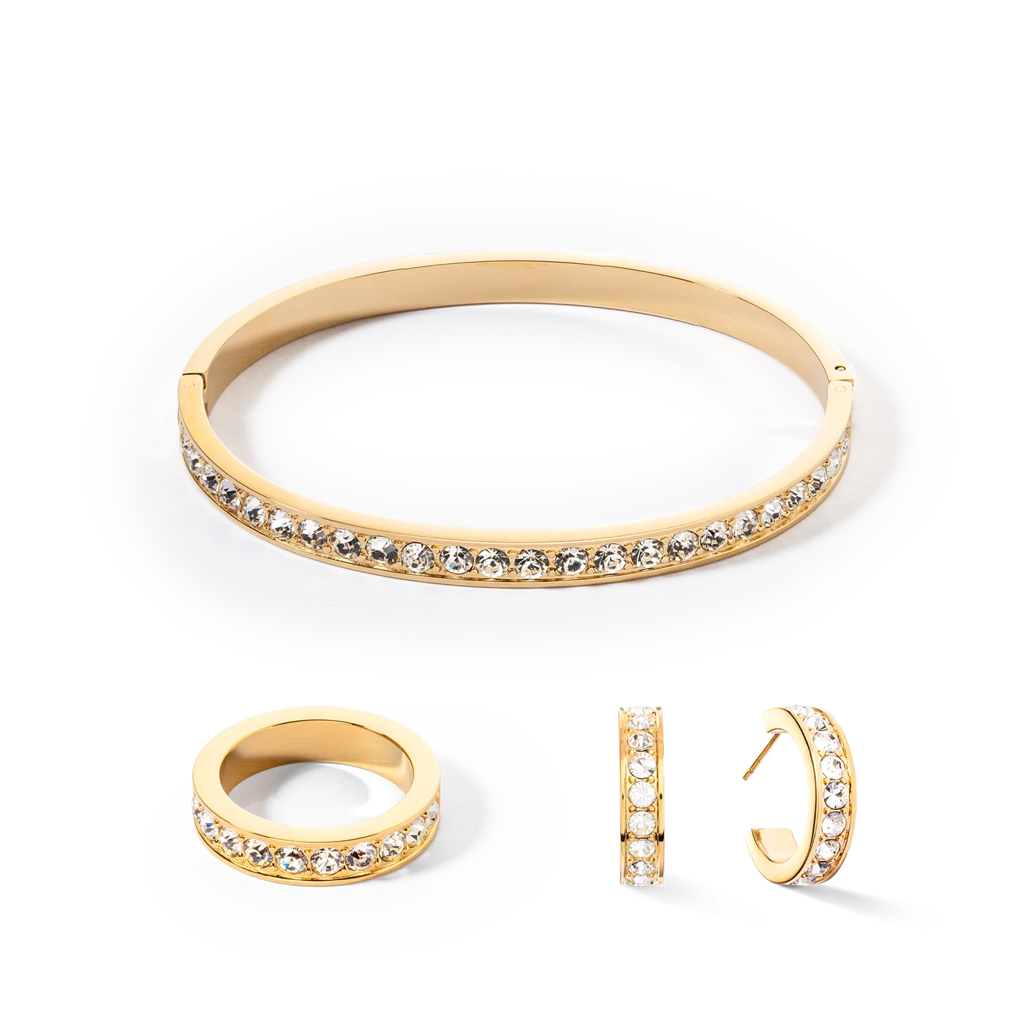 Bangle stainless steel & crystals gold crystal (size 17 cm)