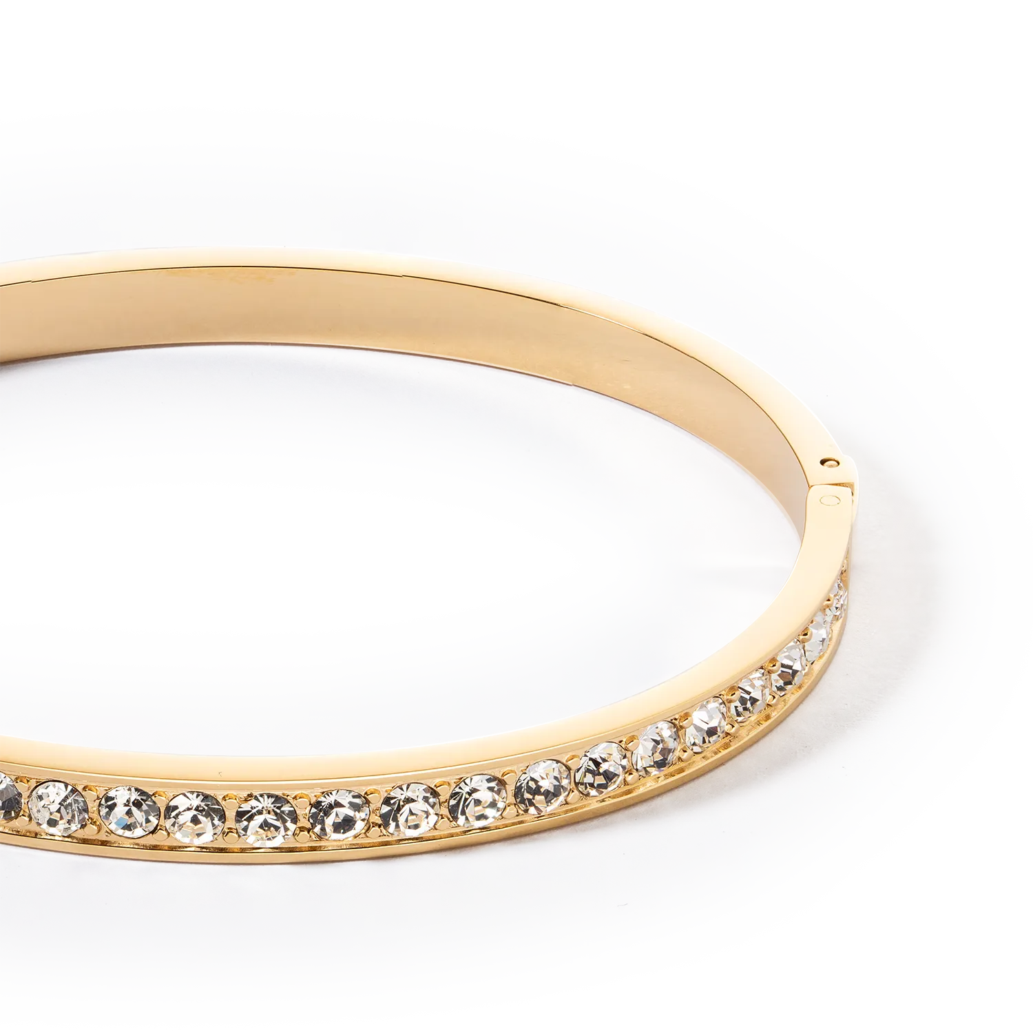 Bangle stainless steel & crystals gold crystal (size 17 cm)