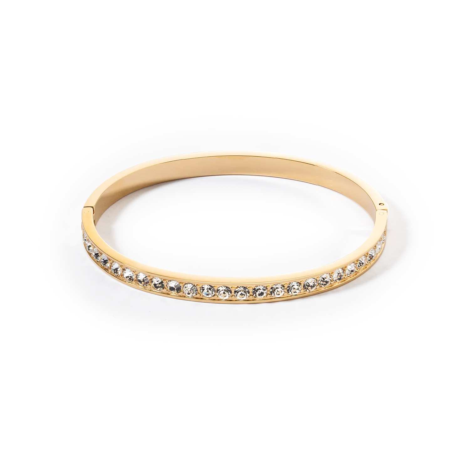 Bangle stainless steel & crystals gold crystal (size 17 cm)