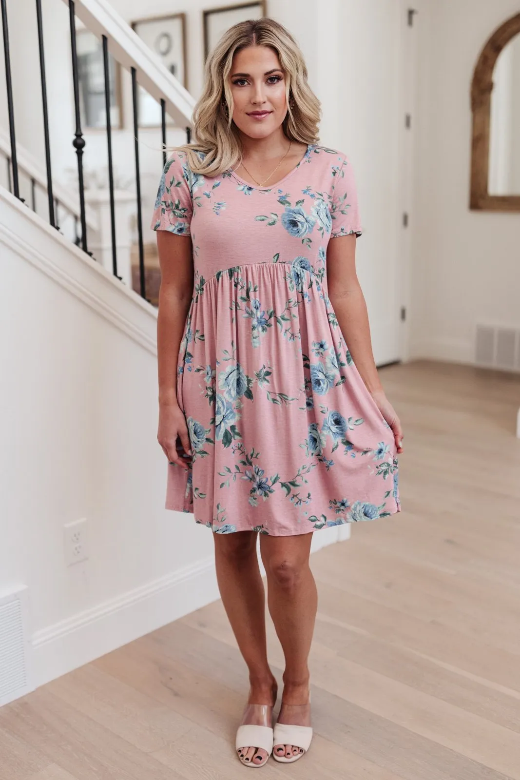 Be A Doll Floral Dress in Dusty Pink