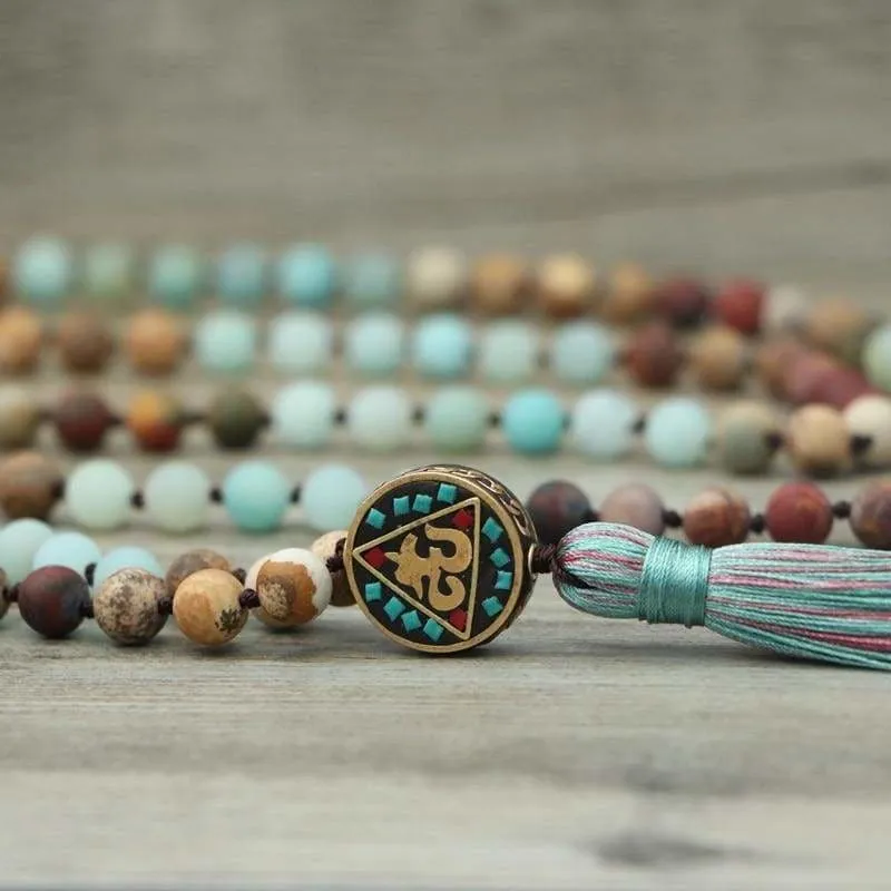 Beautiful Natural Stone Mala Necklace