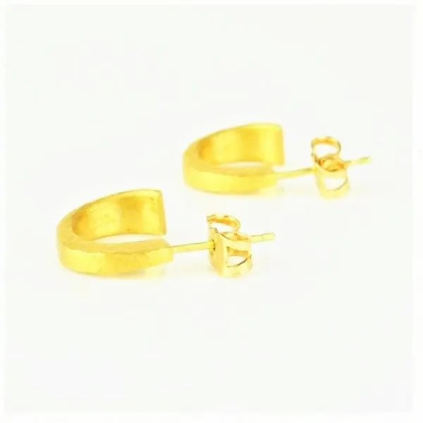 Betts, Malcolm – Gold Diamond Tapered Hoop Stud Earrings