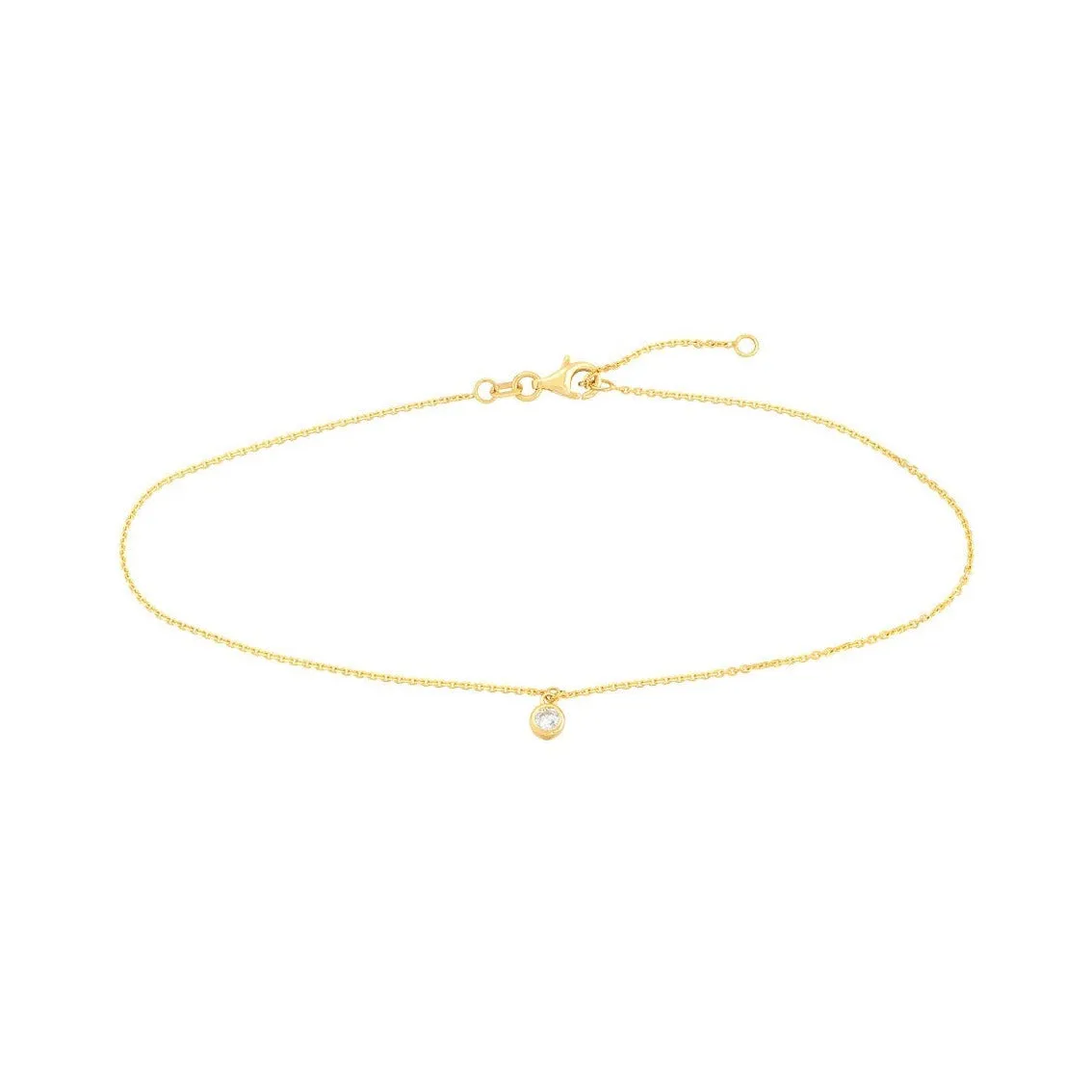 Bezel Set Diamond Charm Anklet