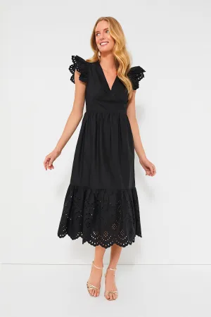 Black Eyelet Marshall Midi Dress