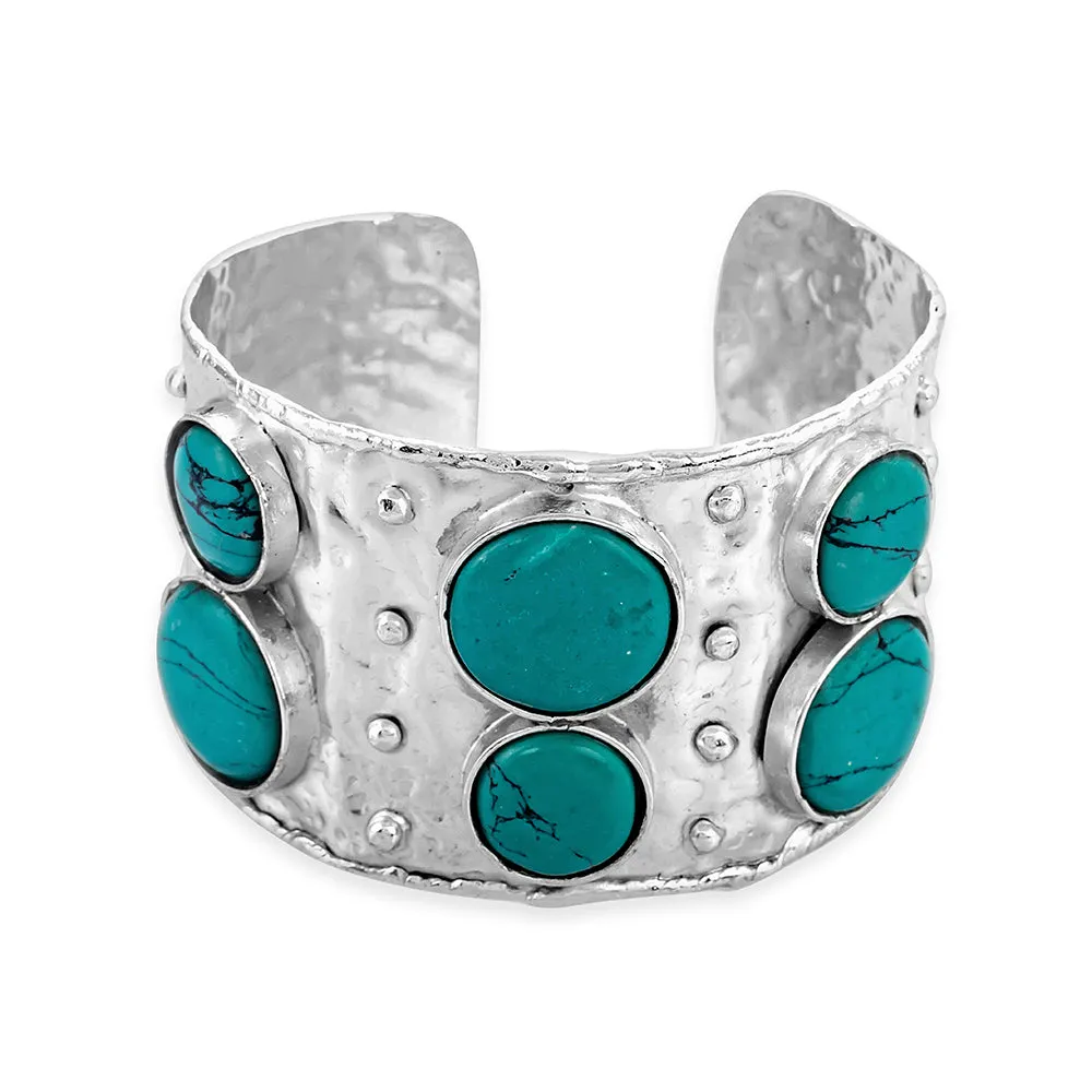 Brilliant Cabochon Cuff Bracelet