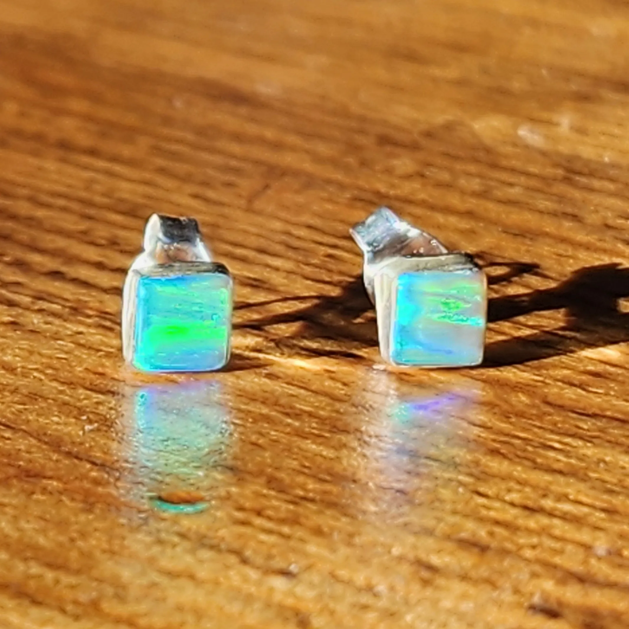 Brilliant Zuni Opal Post Earrings