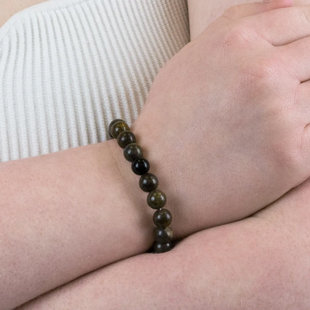 Bronzite and Black Tourmaline Bead Bracelet