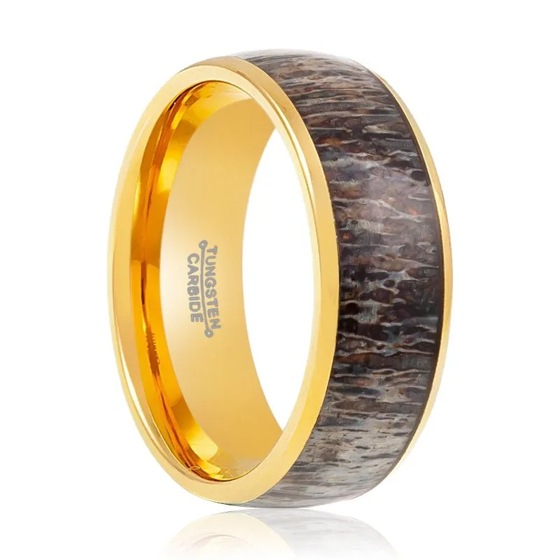 COLUMBA | Tungsten Ring Real Deer Antler Inlay