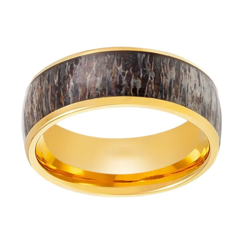 COLUMBA | Tungsten Ring Real Deer Antler Inlay