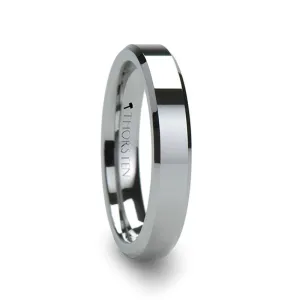 CORINTHIAN | Silver Tungsten Ring, Shiny, Beveled, 4mm, 6mm, 8mm