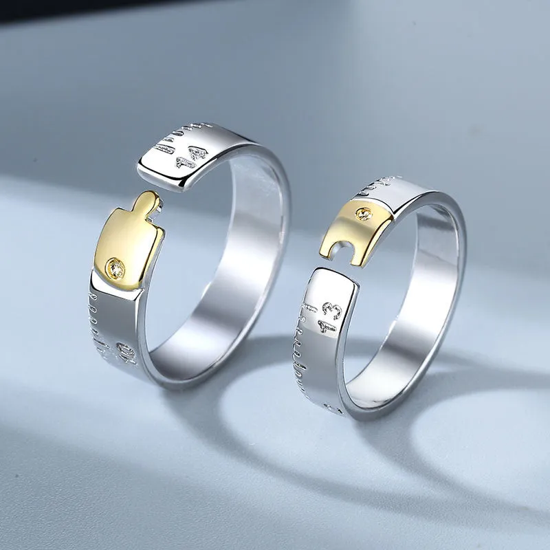 Cute Matching Wedding Rings Set Sterling Silver