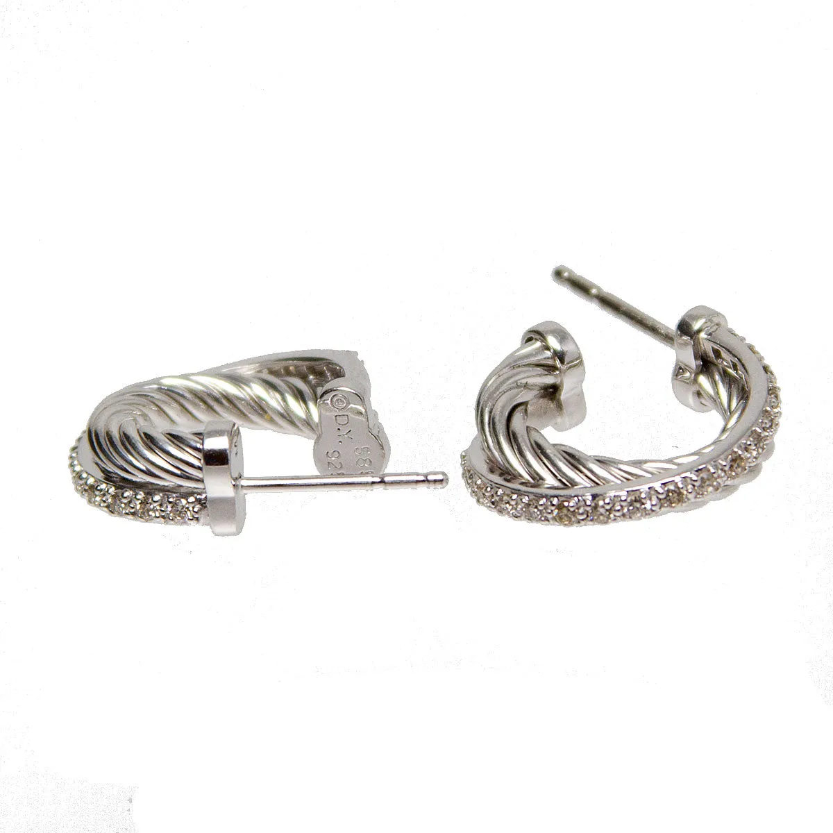 David Yurman Crossover Cable Diamond Hoop Earrings