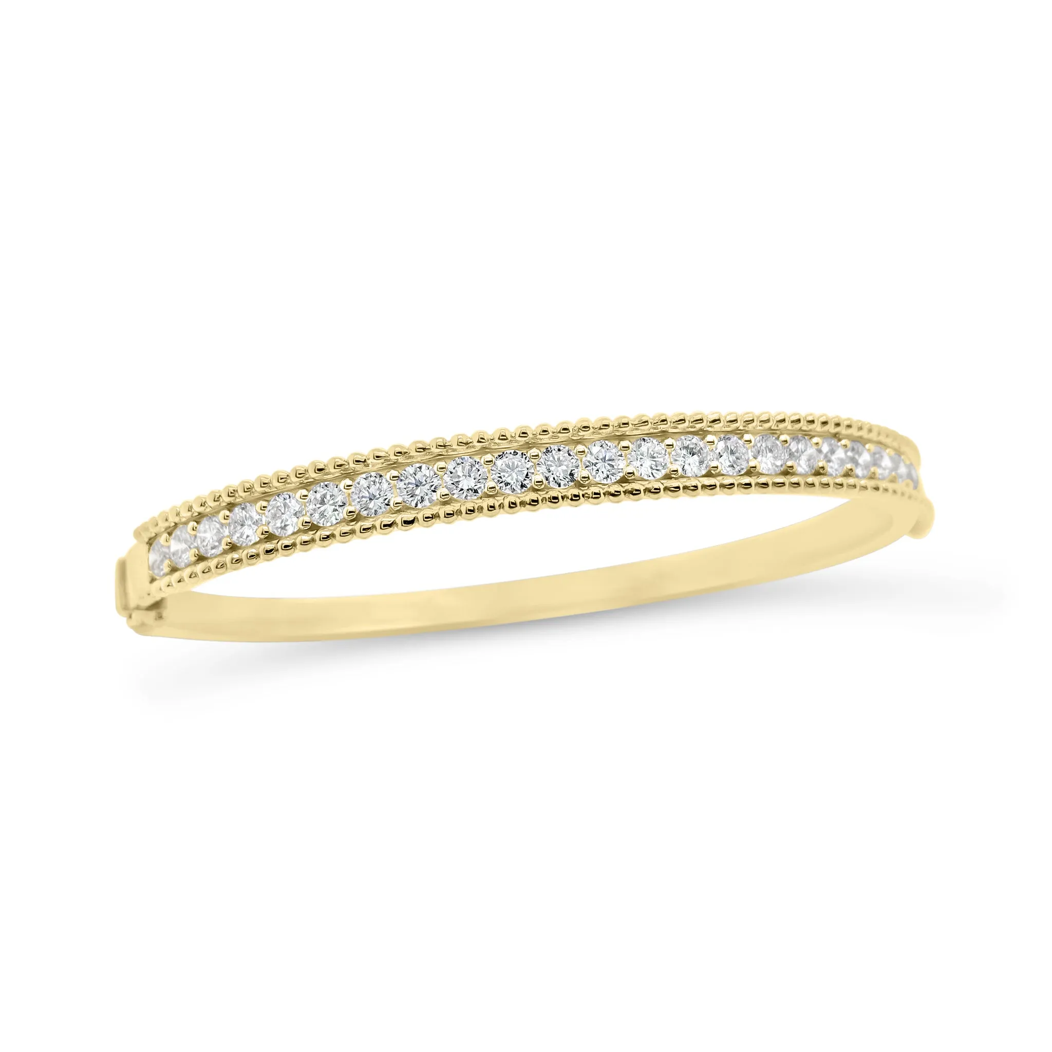 Diamond Beaded Gold Bangle