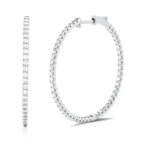 Diamond Hoop Earrings 1.35 inch