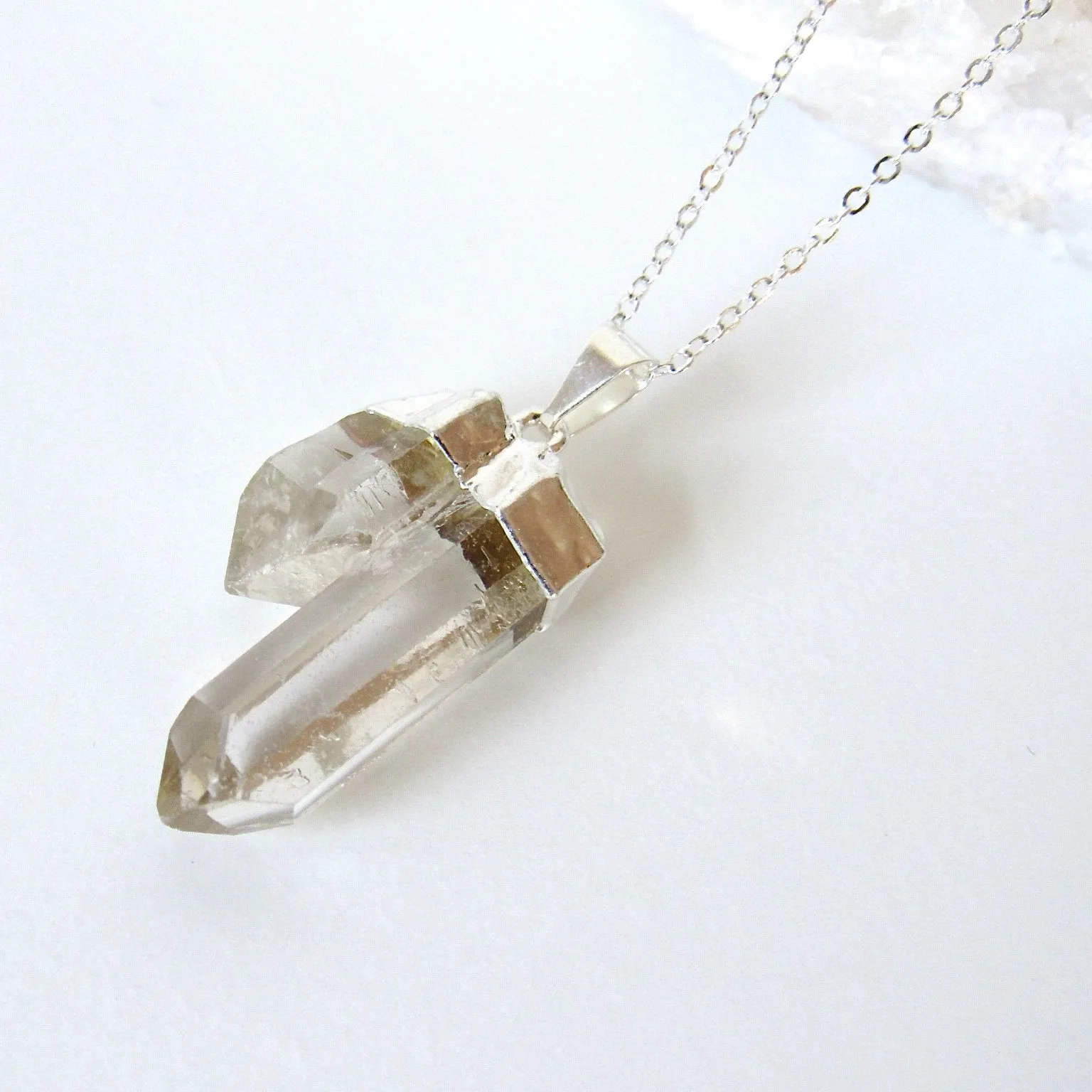 Double Quartz Point Necklaces (Silver)