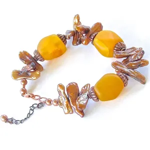 Elektor: Amber Colored Handmade Beaded Bracelet