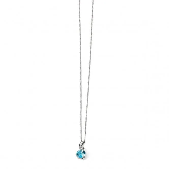 Elements 9ct White Gold Blue Topaz And Diamond Pendant GP969T